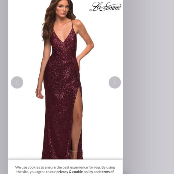 Prom Dress Long Sequins Burgancy Size 2 from Prom Girl - Picture 3 of 4